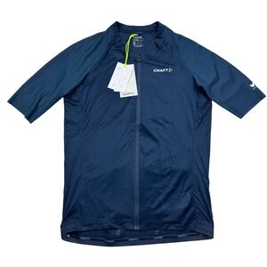 Craft Men's Pro Nano Full Zip Biking Jersey Navy Blue Blaze Size L Fitted